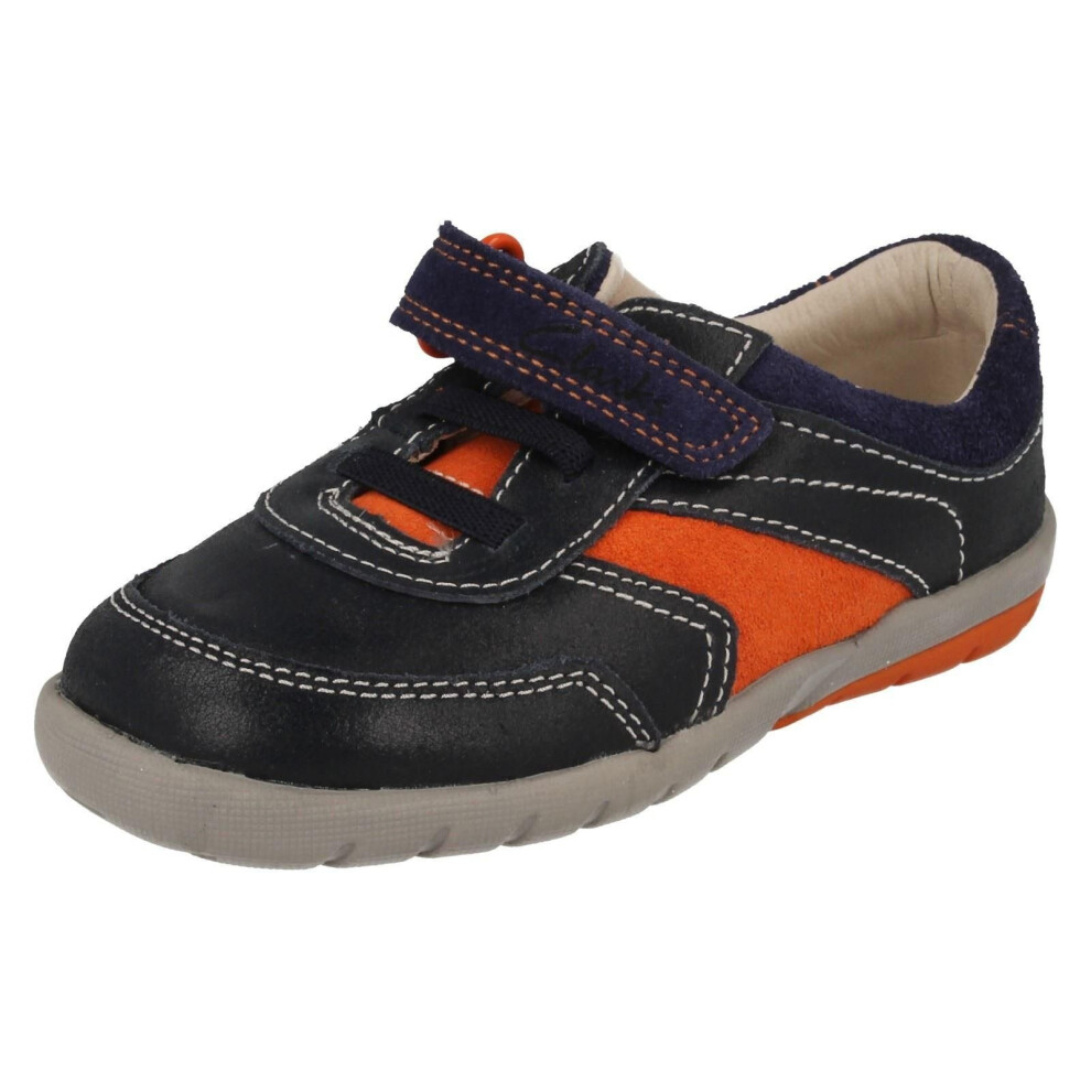 (UK 4 Infant, Navy Combi (Blue)) Boys Clarks First Shoes Softly Lee - G Fit