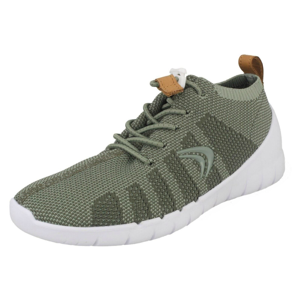 (UK 2 Child, Khaki (Green)) Childrens Boys Girls Clarks Casual Trainers Sprint Aero - G Fit