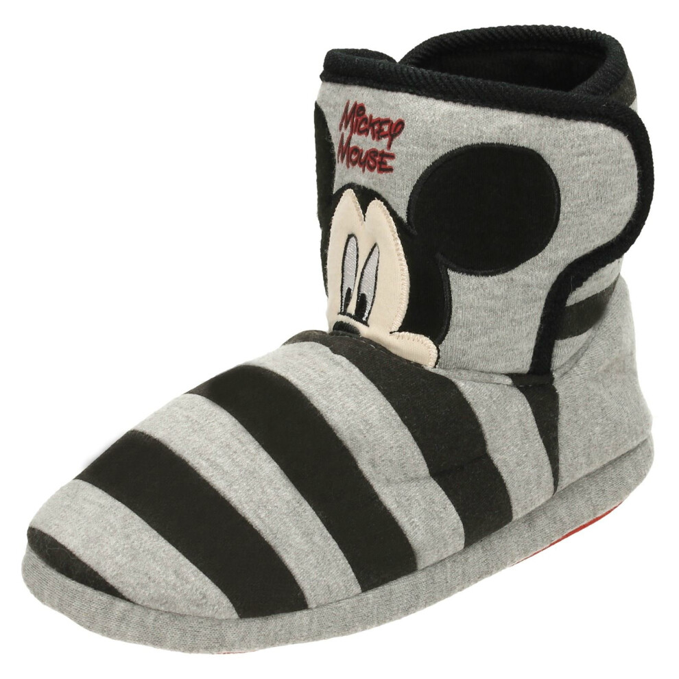 (UK 12 Child, Black/Grey (Grey)) Boys Disney Slippers Mickey Mouse