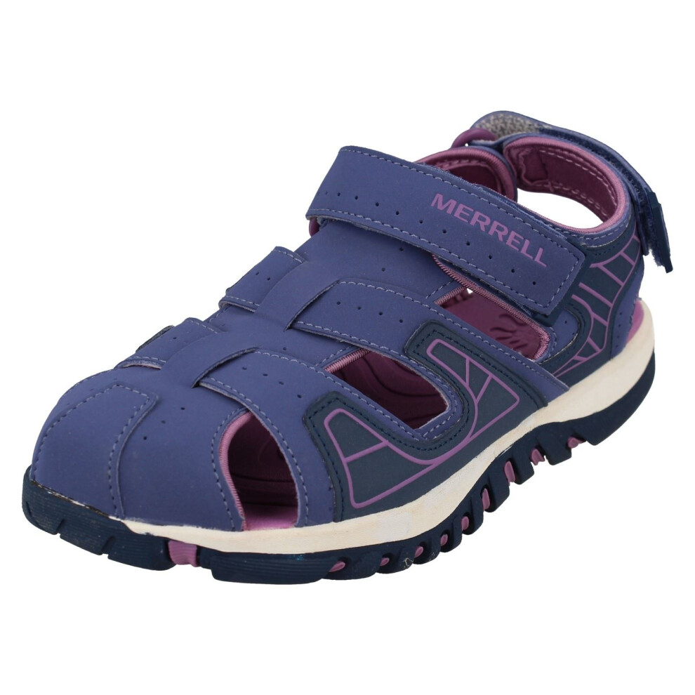 (UK 12 Child, Marlin (Purple)) Boys Merrell Casual Sandals Spinster Deck