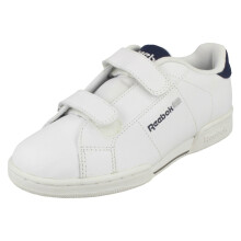 (UK 10 Child, White/Blue Cadet/Tin Grey (White)) Boys Reebok Casual Trainers NPC II 2V Matl