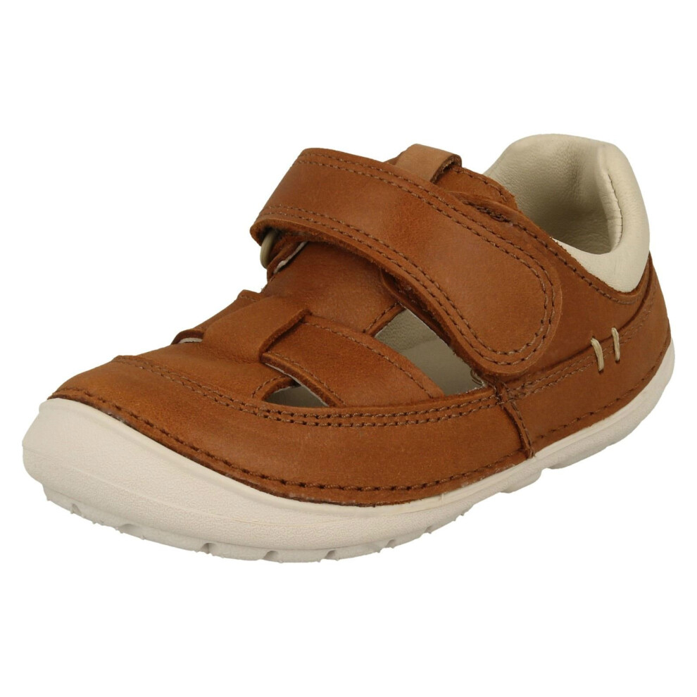 (UK 4 Infant, Tan (Brown)) Boys Clarks Casual Trainer Sandals Softly Ash - F Fit