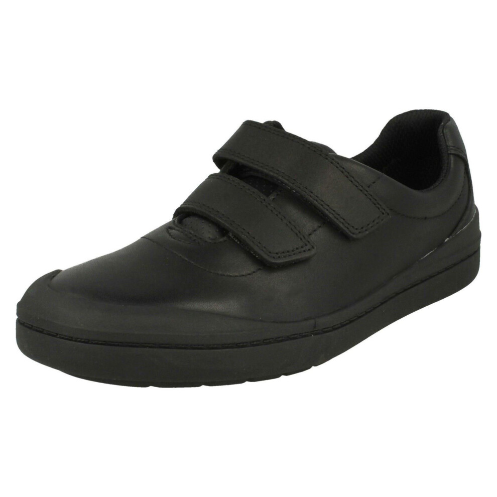 (UK 6.5 Infant, Black) Boys Clarks Smart School Shoes Rock Play - E Fit