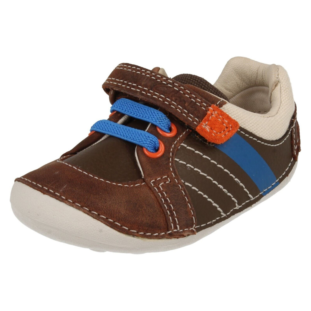 (UK 2, Brown Combi) Boys Clarks Cruiser Shoes Tiny Myle - F Fit