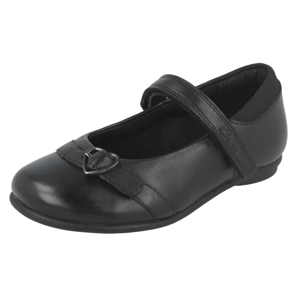 (UK 7 Infant, Black) Girls Clarks Mary Jane Style School Shoes Tasha Bay - G Fit