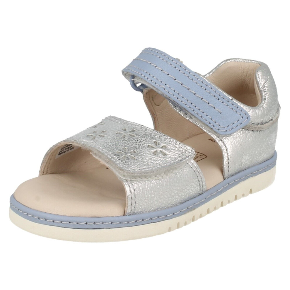 (UK 4 Infant, Silver) Infant Girls Clarks Summer Sandals Tika Ice - F Fit