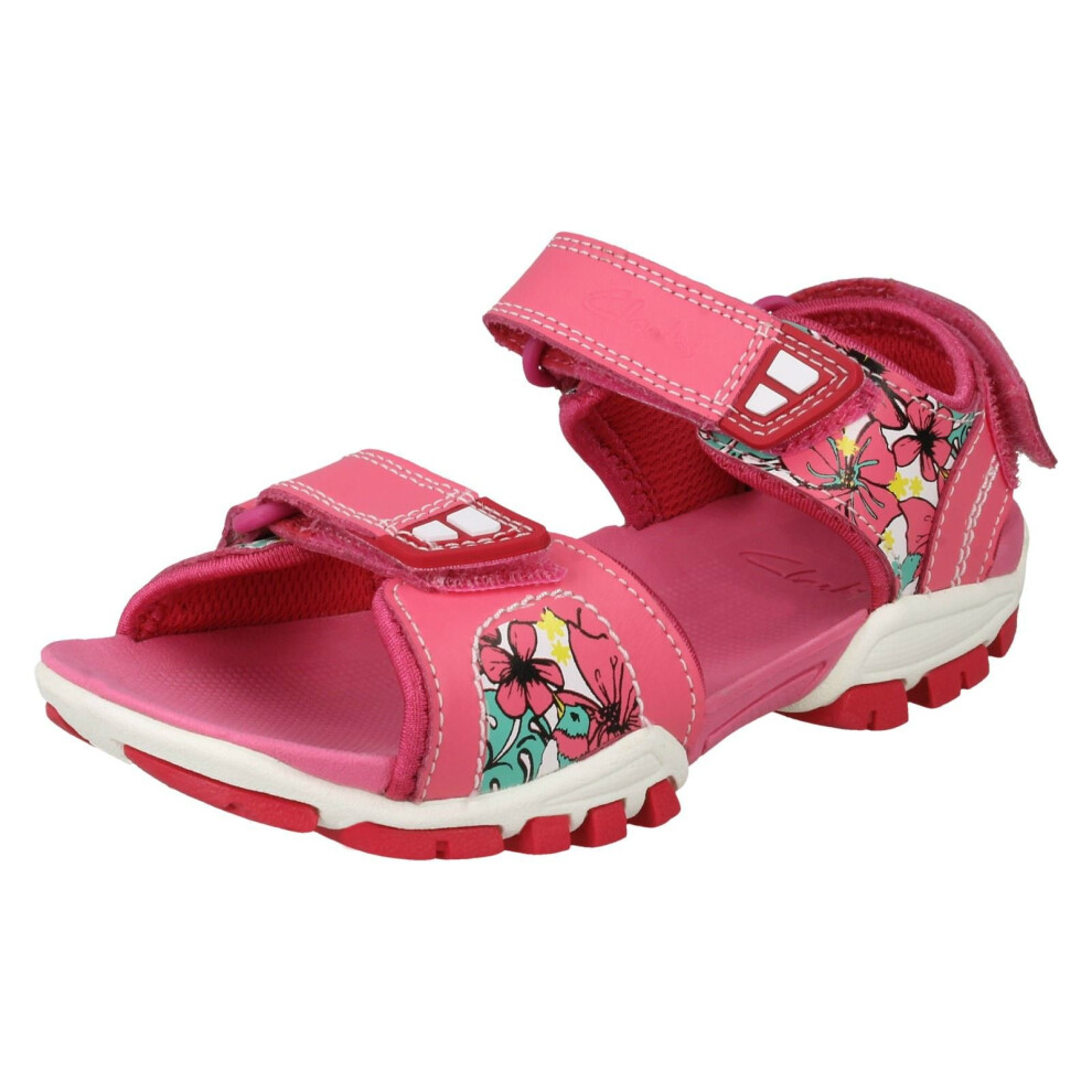 (UK 11 Child, Pink) Girls Clarks Water-Friendly Sandals Zalmo Word - F Fit