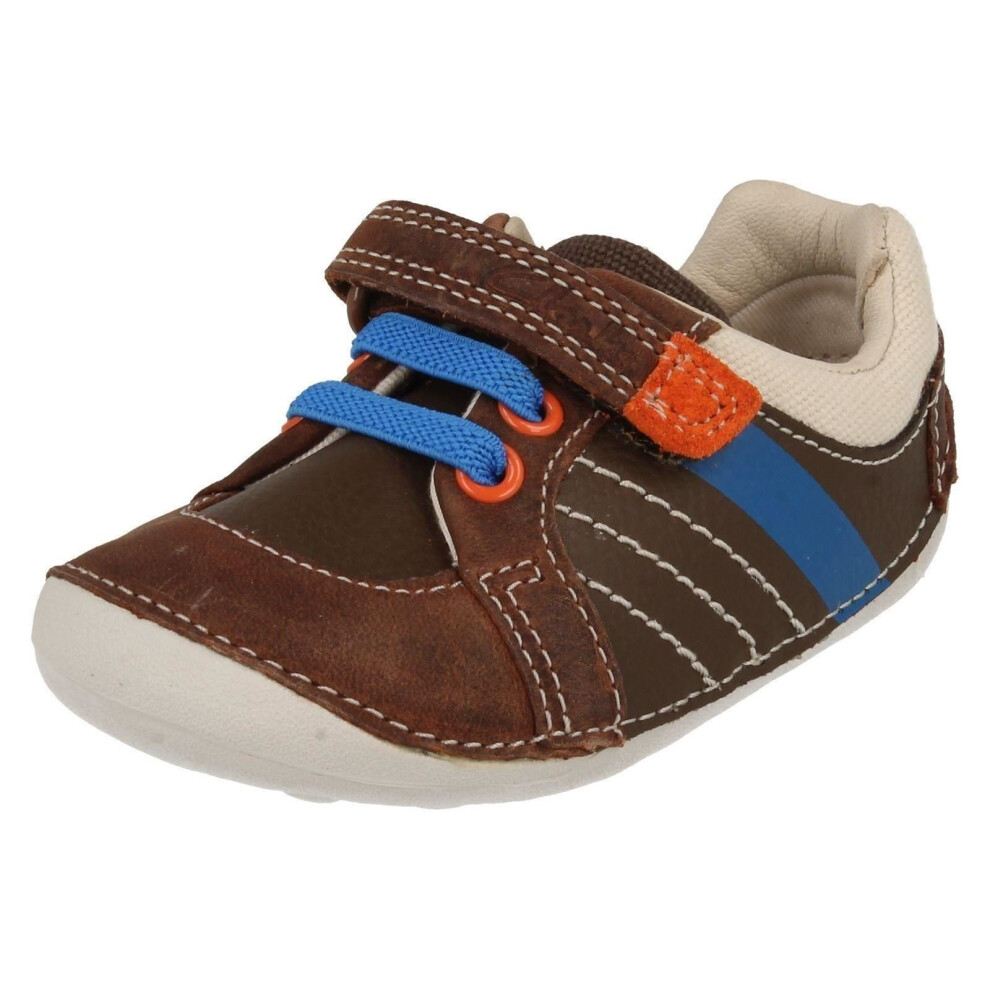 (UK 3, Brown Combi) Boys Clarks Cruiser Shoes Tiny Myle - G Fit