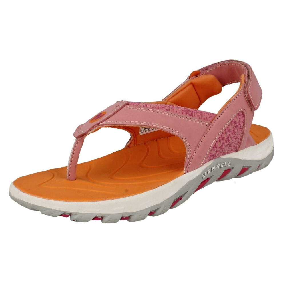 (UK 11 Child, Peony (Pink)) Girls Merrell Summer Toe Post Sandals Water Pro Plunge - M Fit