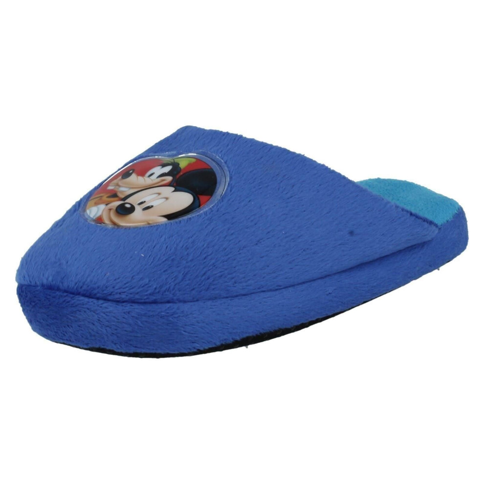 (UK 11 Child, Blue) Boys Disney Mickey Mouse Slippers WD8124