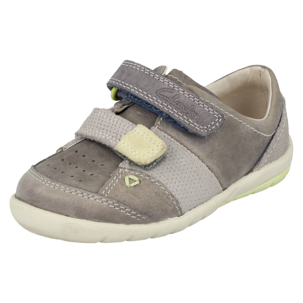 (UK 4 Infant, Denim Blue (Blue)) Boys Clarks Hook And Loop First Shoes Softly Mac - G Fit