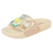 (UK 2 Child, Pink) Girls Reflex Flower Embellishment Sliders