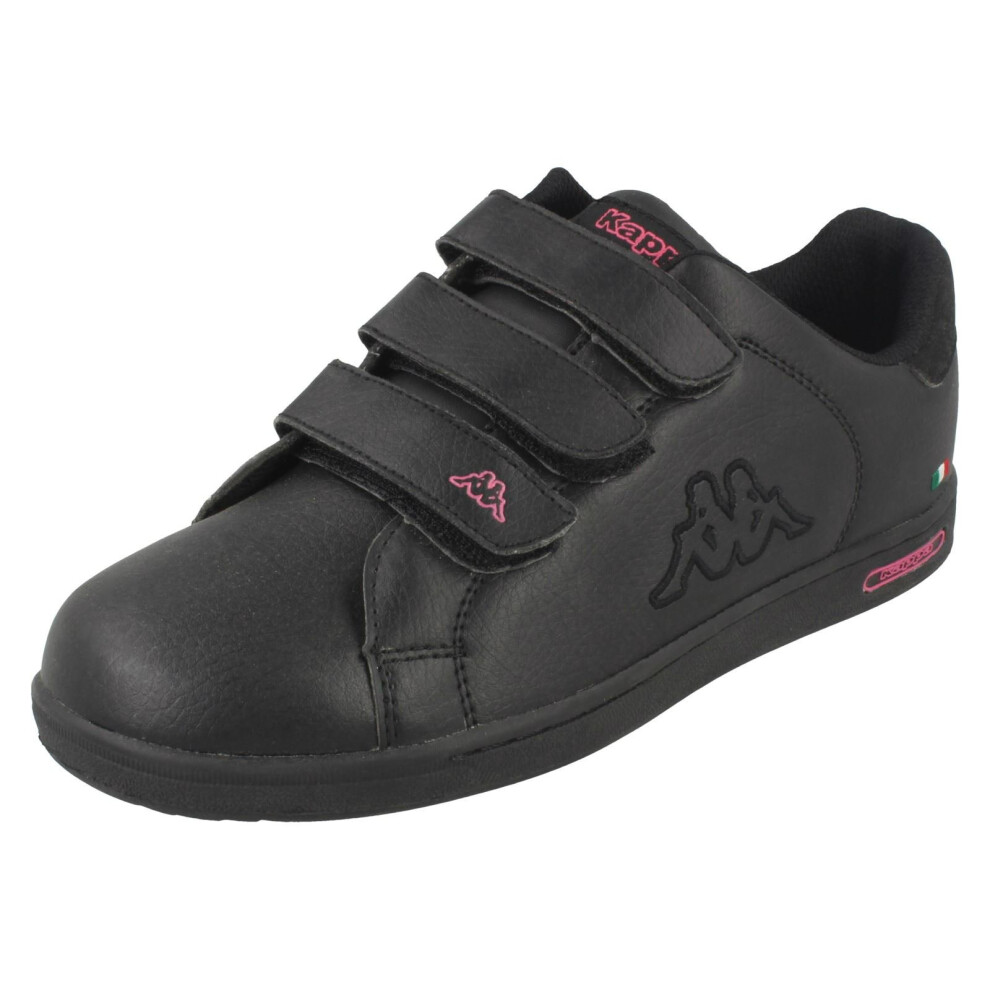 (UK 5.5 Child, Black/Hot Pink (Black)) Girls Kappa Casual Trainers Deuce