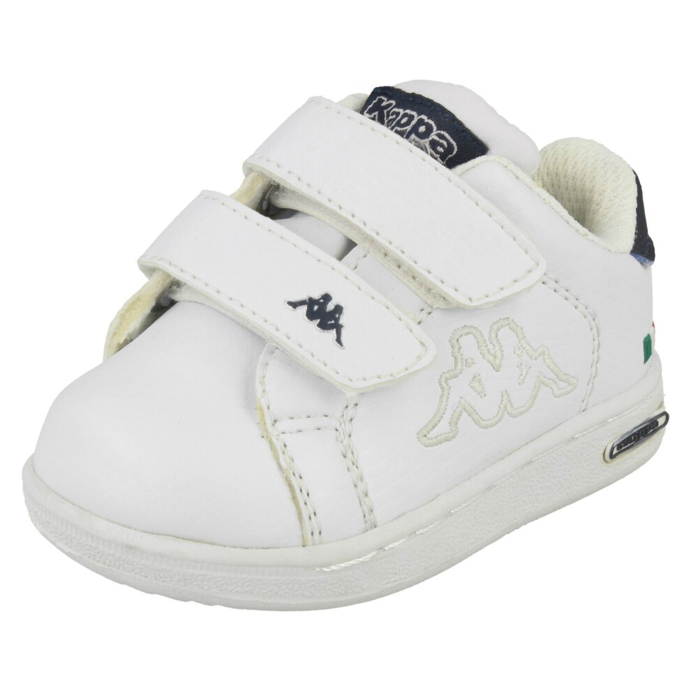 (UK 3 Infant, White/Navy (White)) Girls Kappa Casual Trainers Deuce