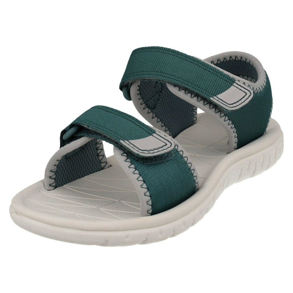 (UK 4.5 Infant, Teal (Green)) Childrens Boys Girls Clarks Light Weight Sandals Surfing Tide - F Fit