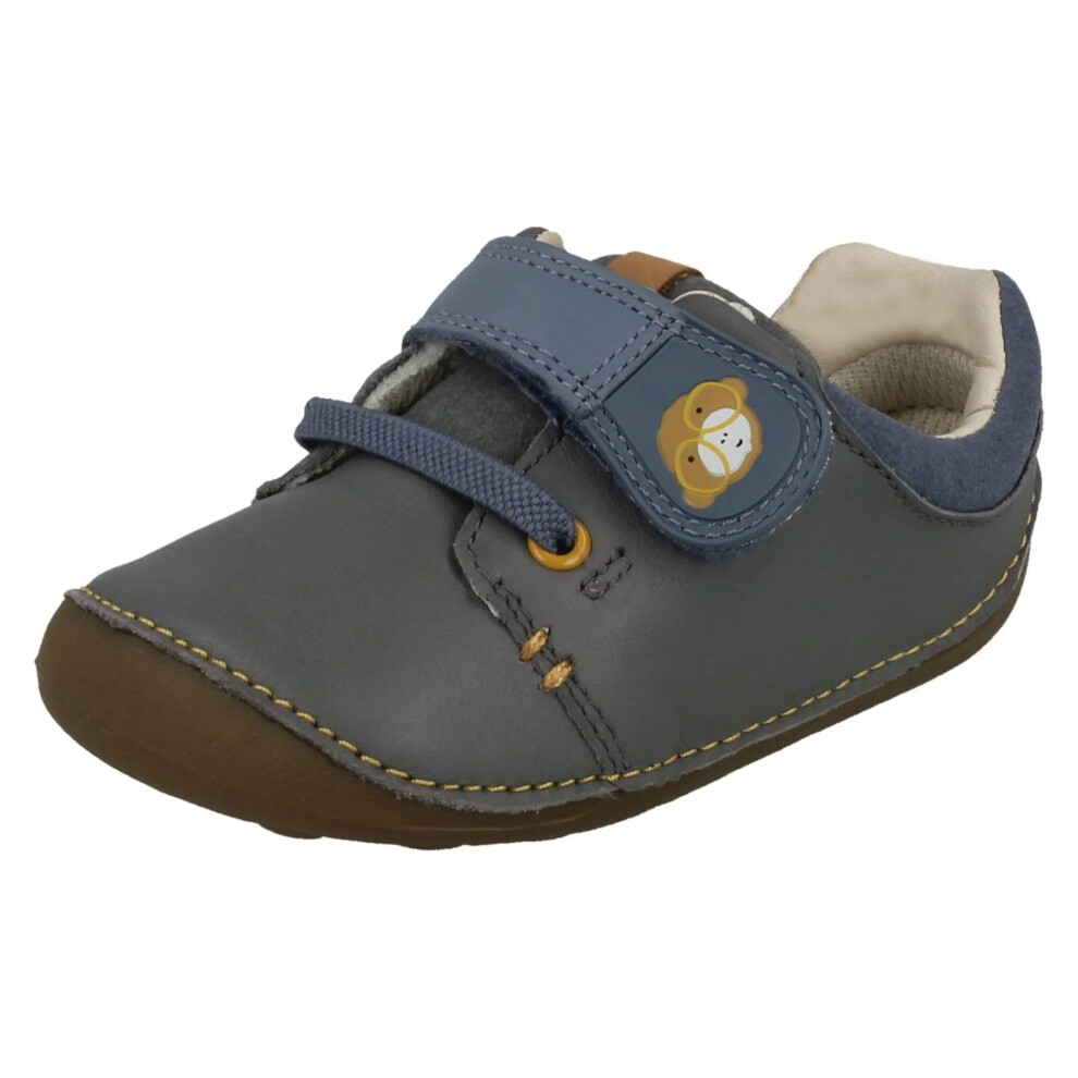 (UK 2 Infant, Grey) Boys Clarks First Shoes Tiny Sid - G Fit