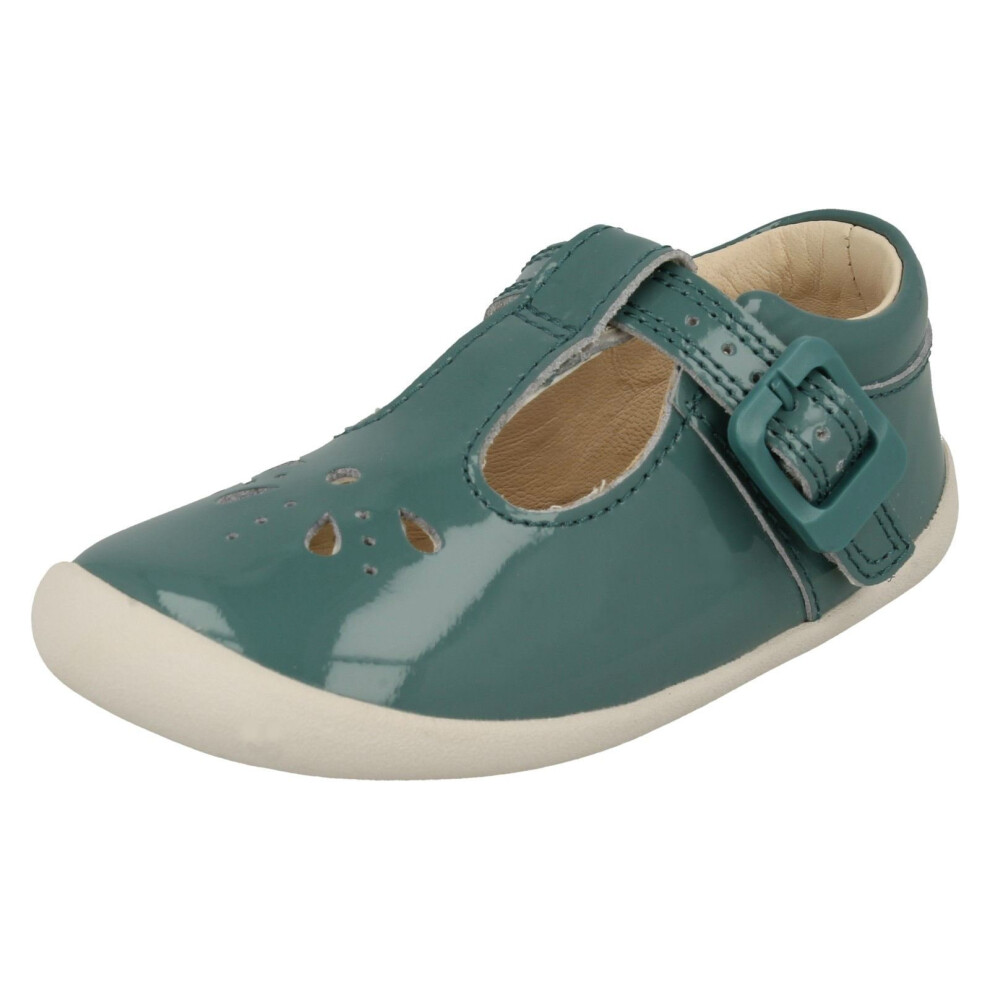 (UK 3 Infant, Teal (Green)) Girls Clarks Cut Out Detailed Pre-Walking Shoes Roamer Star - F Fit