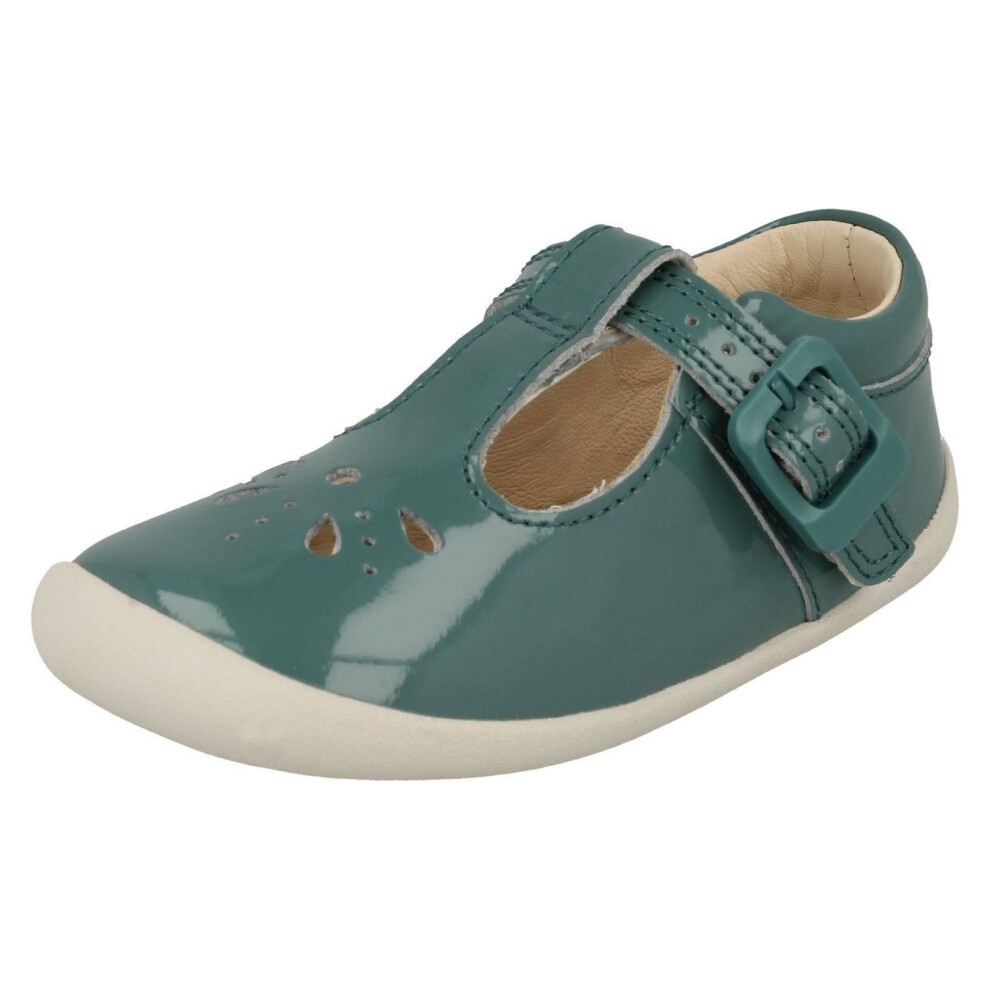 (UK 5 Infant, Teal (Green)) Girls Clarks Cut Out Detailed Pre-Walking Shoes Roamer Star - F Fit