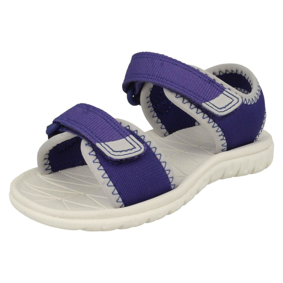 (UK 8.5 Child, Blue) Childrens Boys Girls Clarks Light Weight Sandals Surfing Tide - G Fit