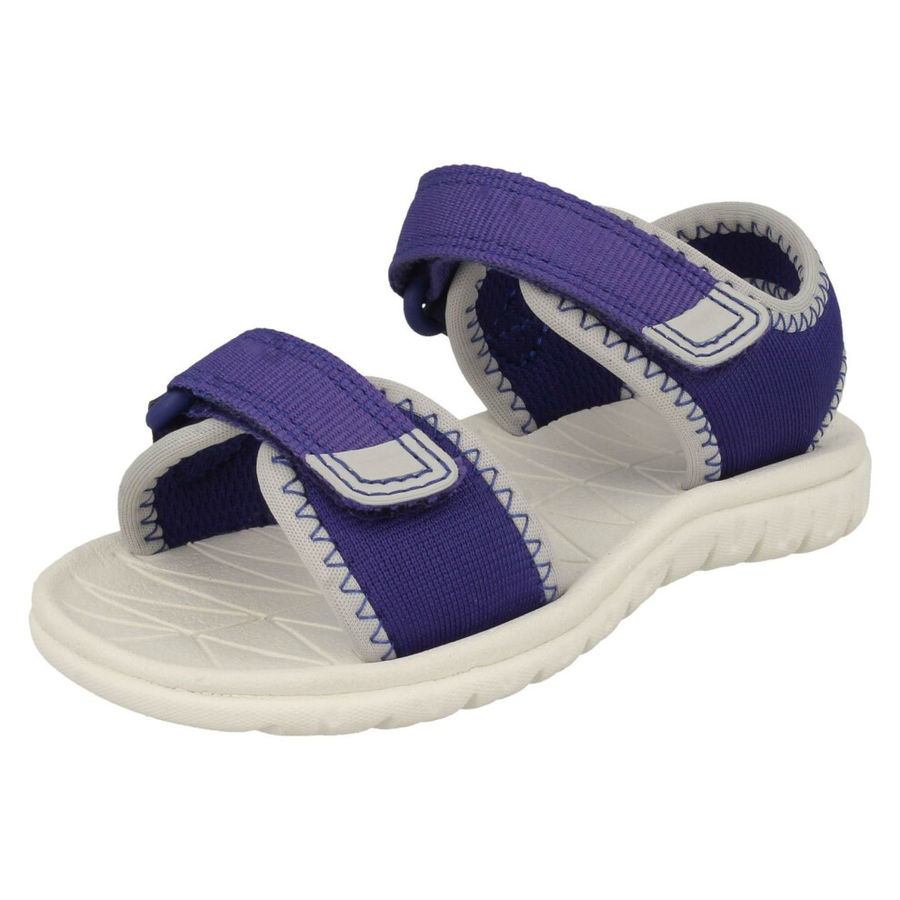 (UK 4 Infant, Blue) Childrens Boys Girls Clarks Light Weight Sandals Surfing Tide - G Fit