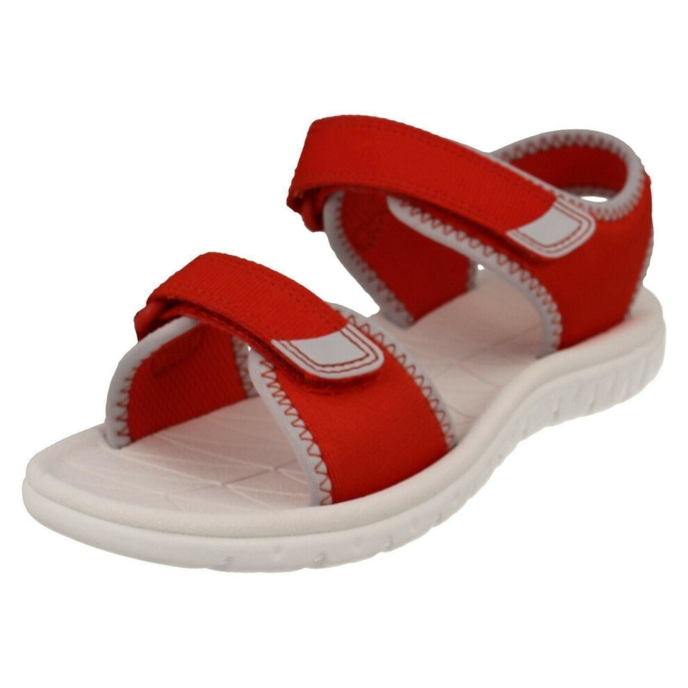 (UK 12.5 Child, Orange (Red)) Childrens Boys Girls Clarks Light Weight Sandals Surfing Tide - G Fit