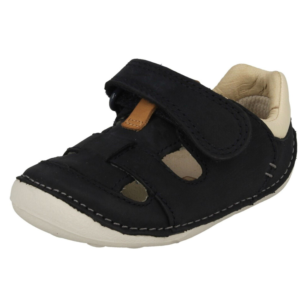 (UK 2 Infant, Navy (Blue)) Boys Clarks Casual Shoes Tiny Ash - G Fit