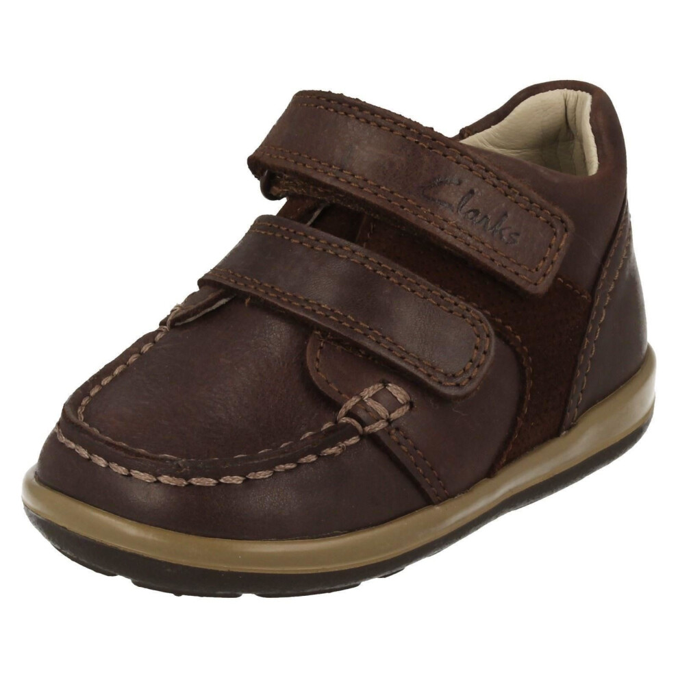 (UK 5 Infant, Dark Brown (Brown)) Infant Boys Clarks Ankle Boots Softly Doc - G Fit