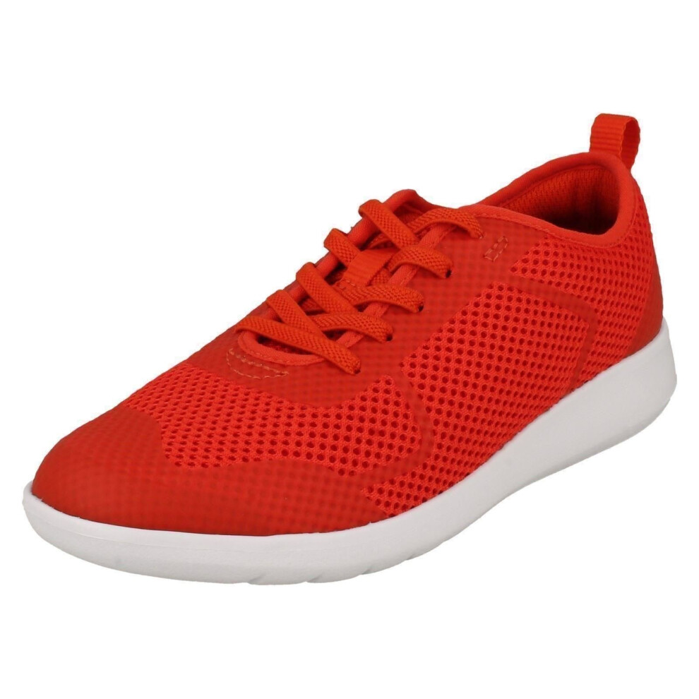 (UK 12.5 Child, Orange) Childrens Boys Girls Clarks Lace Up Trainers Scape Soar K - F Fit