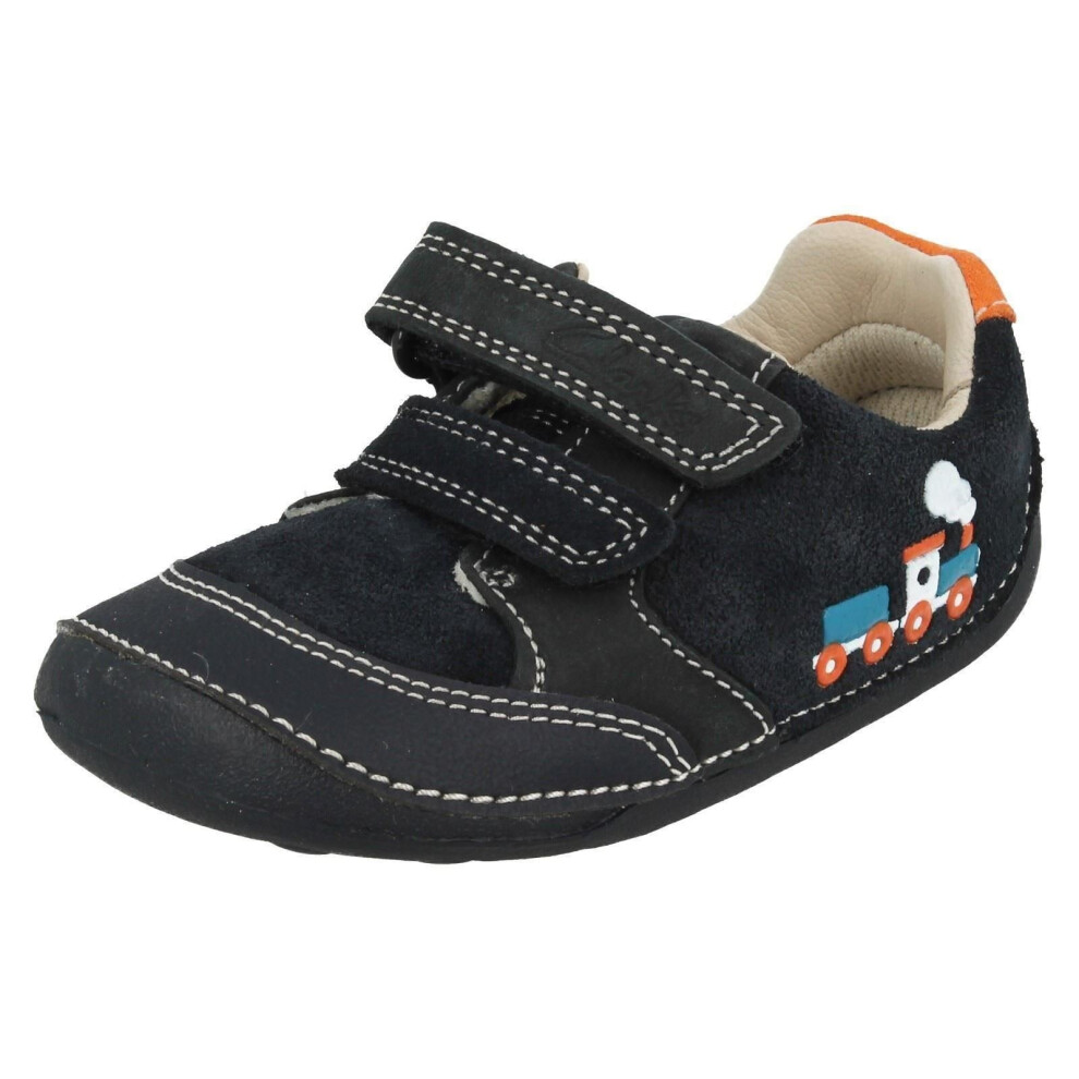 Boys Clarks Cruisers Tiny Tom - Navy Leather - UK Size 2H - EU Size 17.5 - US Size 2.5XW