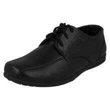 (UK 2 Child, Black) Boys JCDees Lace Up School Shoes