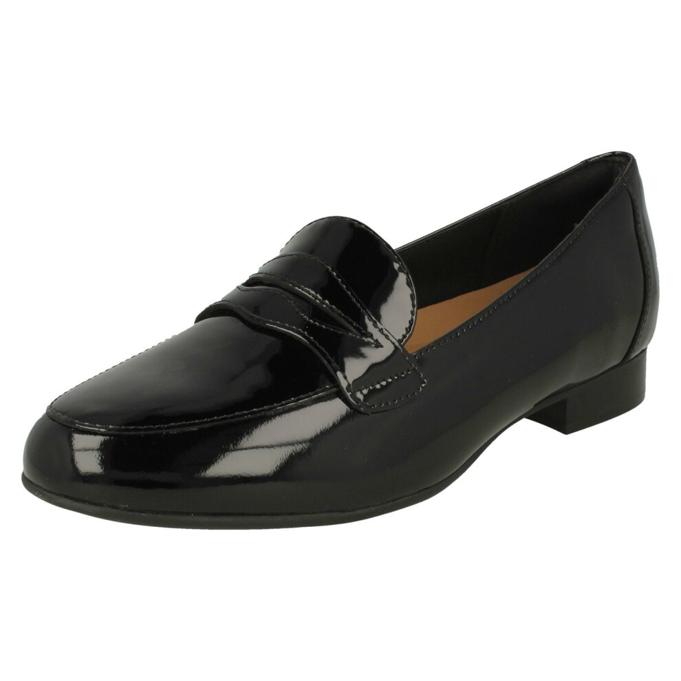 (UK 3, Black) Ladies Clarks Loafer Style Heeled Shoes Un Blush Go - E Fit