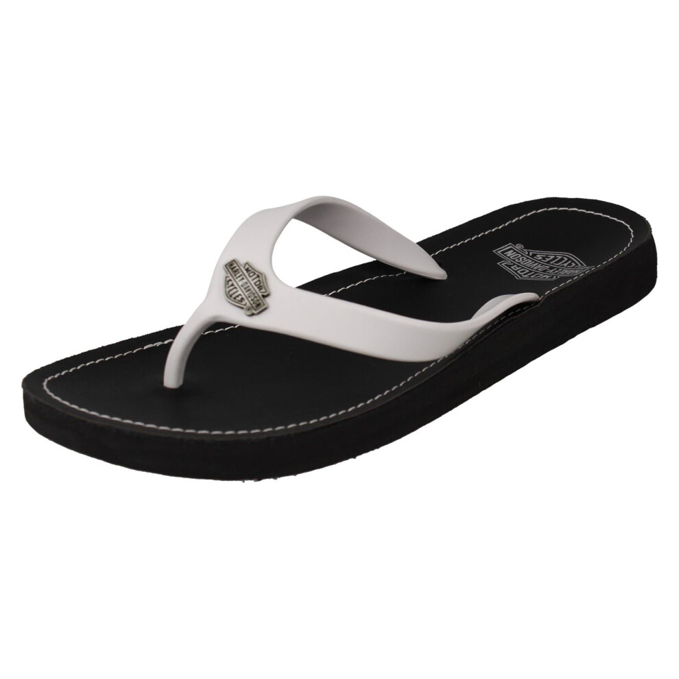 (UK 3.5, White) Ladies Harley Davidson Slip On Sandals Cabrini