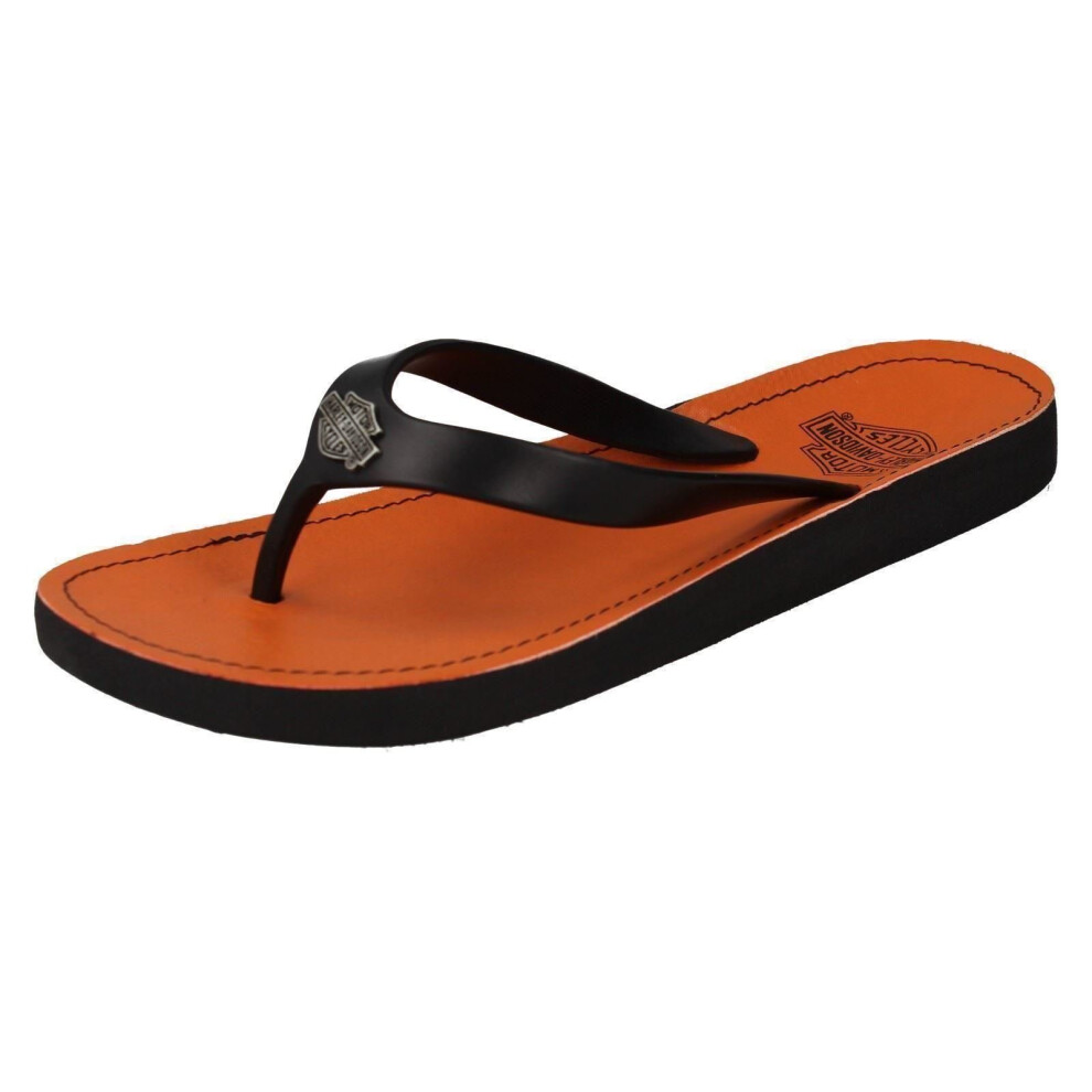 (UK 7, Black) Ladies Harley Davidson Slip On Sandals Cabrini