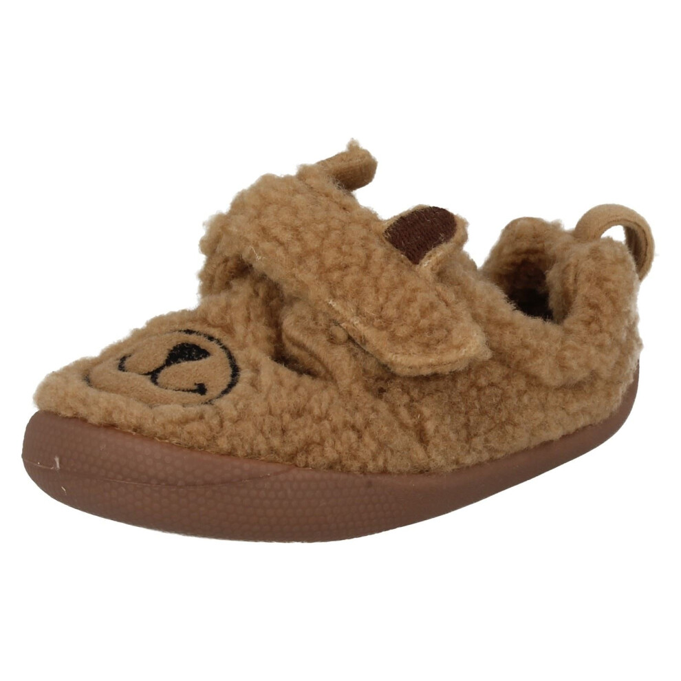 (UK 2 Infant, Light Brown (Brown)) Boys Clarks Teddy Bear Slippers Shilo Jack - G Fit