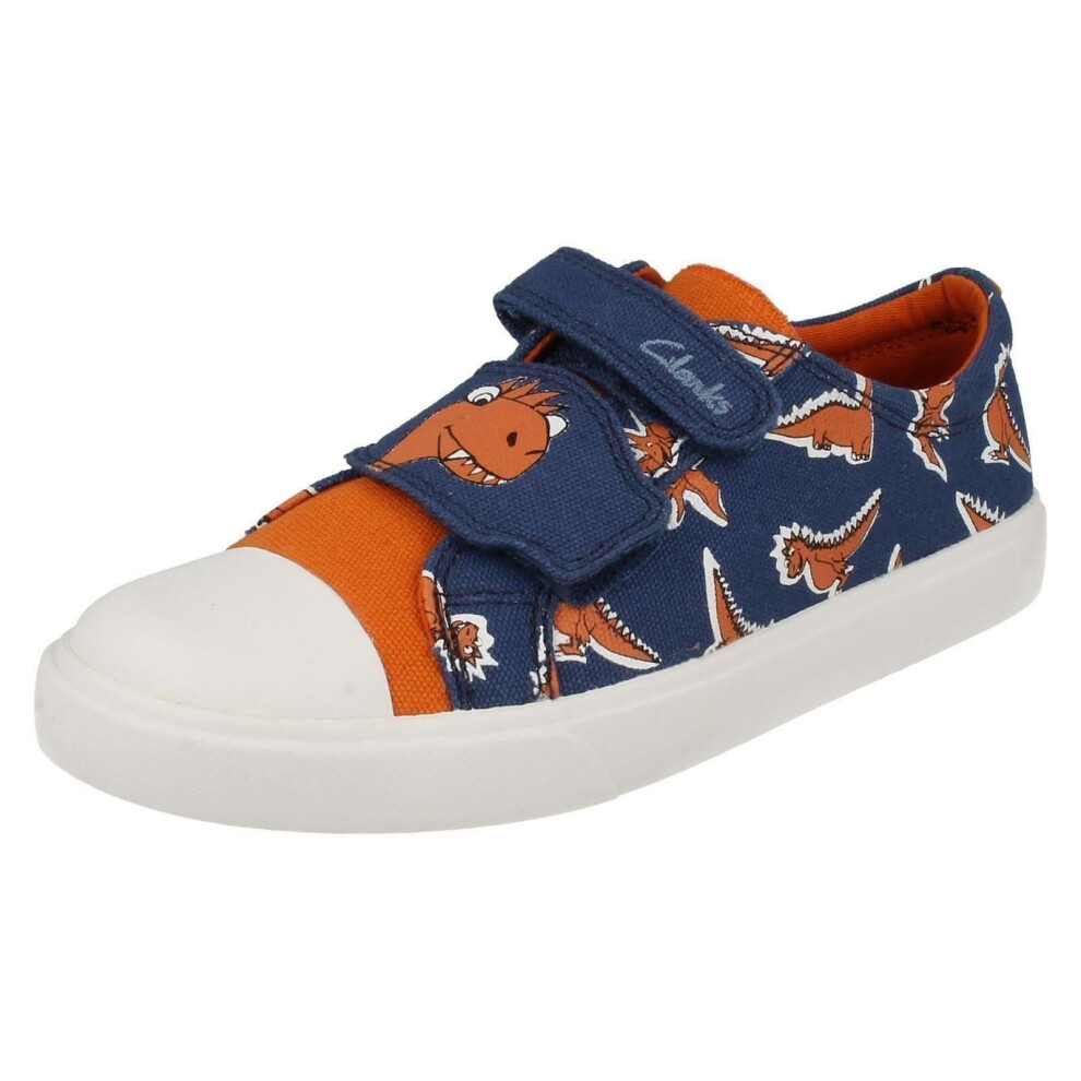 (UK 12 Child, Blue) Boys Clarks Casual Doodles Tricer Roar - F Fit