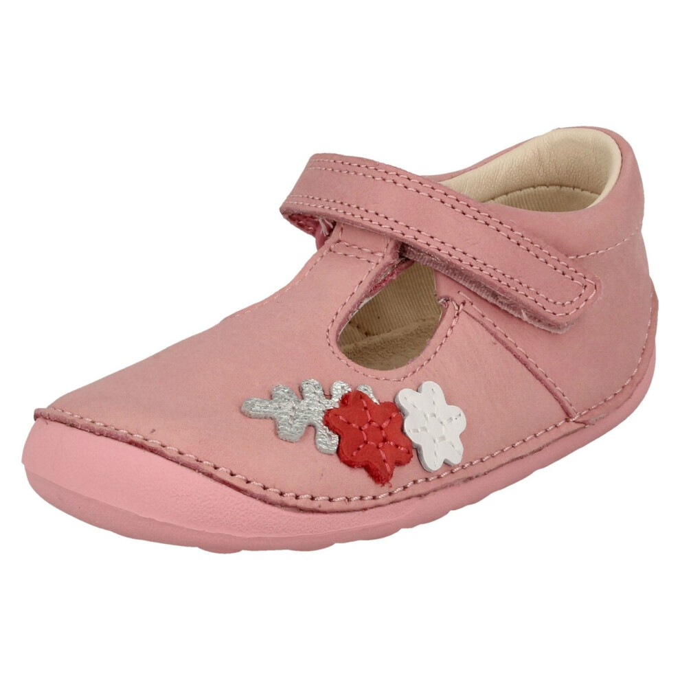 (UK 3 Infant, Baby Pink (Pink)) Girls Clarks First T-Bar Shoes Tiny Blossom - E Fit