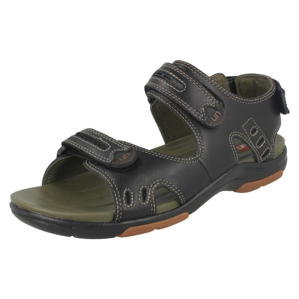 Mens Clarks Sandals Un Charter - Black Leather - UK Size 7G - EU Size 41 - US Size 8M