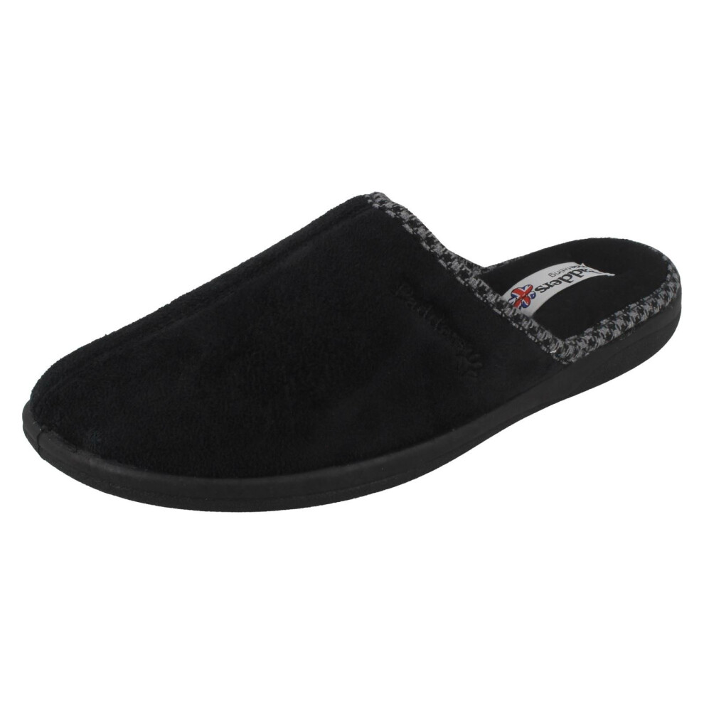 (UK 9, Black) Mens Padders Memory Foam Casual Slippers Luke - G Fit