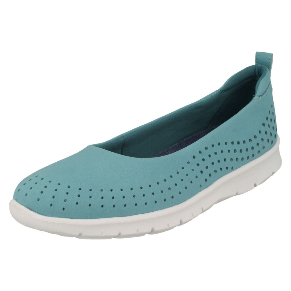 (UK 3, Aqua (Blue)) Ladies Cloud Steppers By Clarks Flat Shoes Step Allena Sea - D Fit