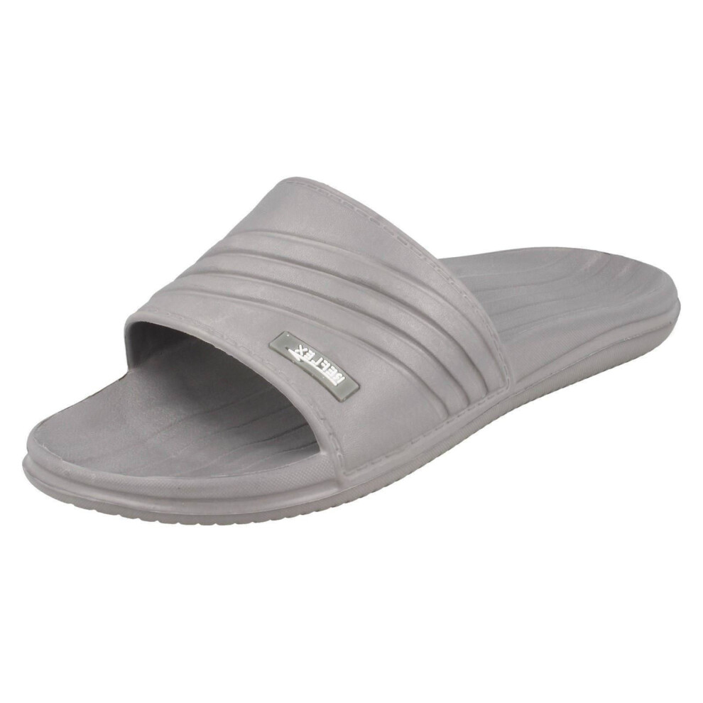 (UK 10, Grey) Mens Reflex Mule Sandals
