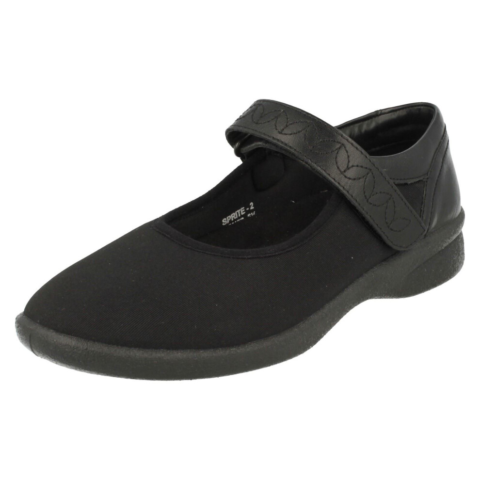 Padders (Uk 4.5, Black) Ladies Dual Fit Flat Shoes Sprite 2 - 3E/4E Fit