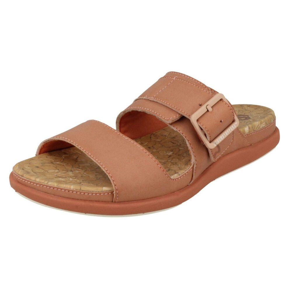 (UK 4, Peach (Pink)) Ladies Clarks Cloudsteppers Mule Sandals Step June Tide - D Fit