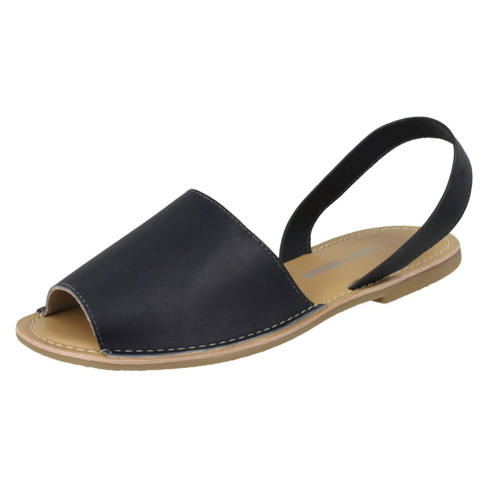 (UK 5, Navy (Blue)) Ladies Leather Collection Slingback Mule Sandals