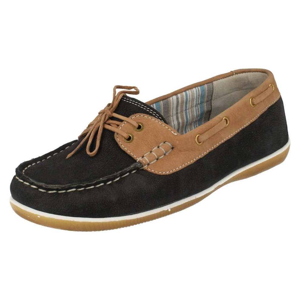 (UK 4, Navy (Blue)) Ladies Padders Moccasin Style Shoes Marina - E Fit