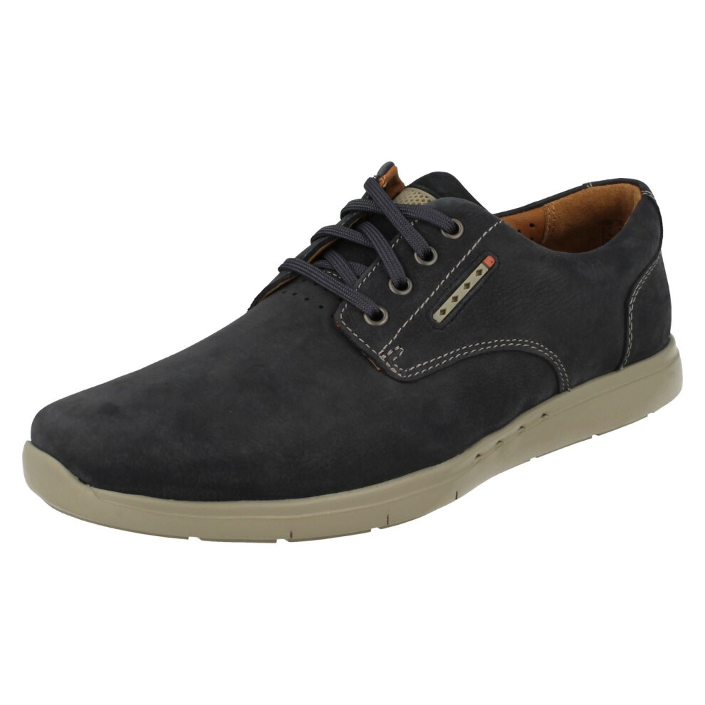 (UK 7, Navy (Blue)) Mens Clarks Unstructured Casual Lace Up Shoes Unlomac Edge - G Fit