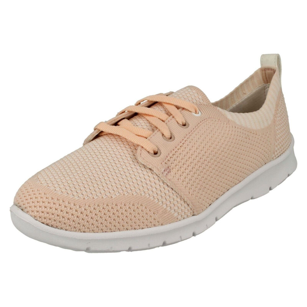 (UK 3, Light Pink (Pink)) Ladies Clarks Casual Lace Up Trainers Step Allena Sun - E Fit