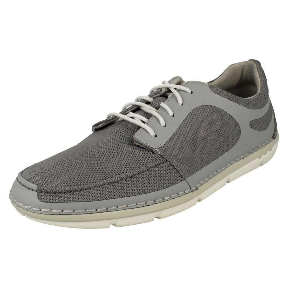 (UK 12, Grey) Mens Clarks Casual Lace Up Trainers Step Maro Sol