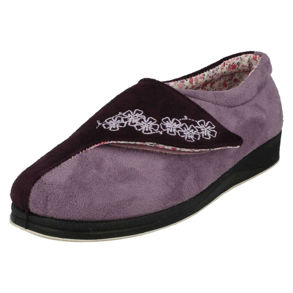 (UK 4, Lilac/Purple (Purple)) Ladies Padders Wide Fitting Memory Foam Slippers Hug - EE Fit