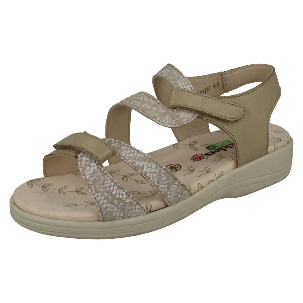 (UK 6.5, Grey) Ladies Padders Strappy Sandals Sunseek - 2E Fit