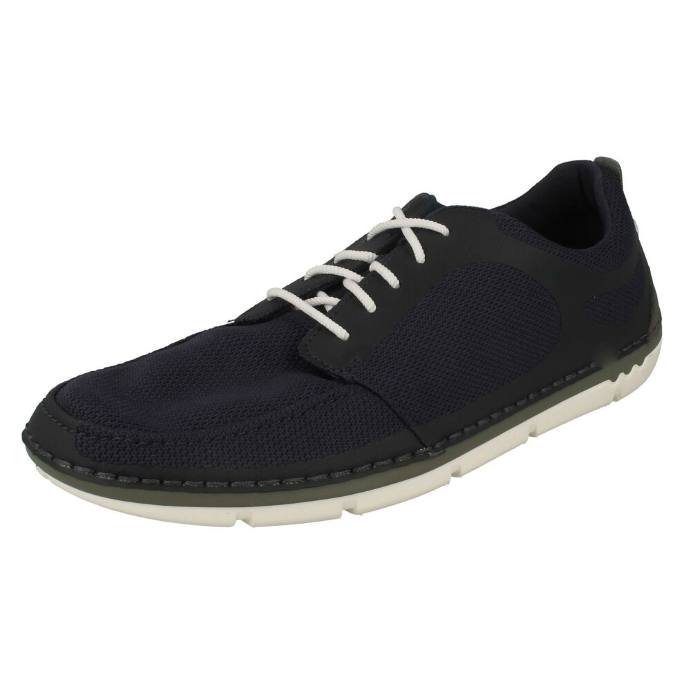 (UK 6, Navy (Blue)) Mens Clarks Casual Lace Up Trainers Step Maro Sol - G Fit